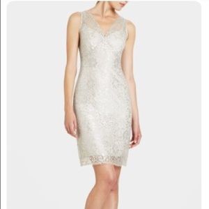 BCBGmaxazria silver lace sleeveless dress, 6